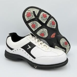 Callaway Women's Golf Shoes Size 7.5 White Black Spiked Leather Classic Tour
